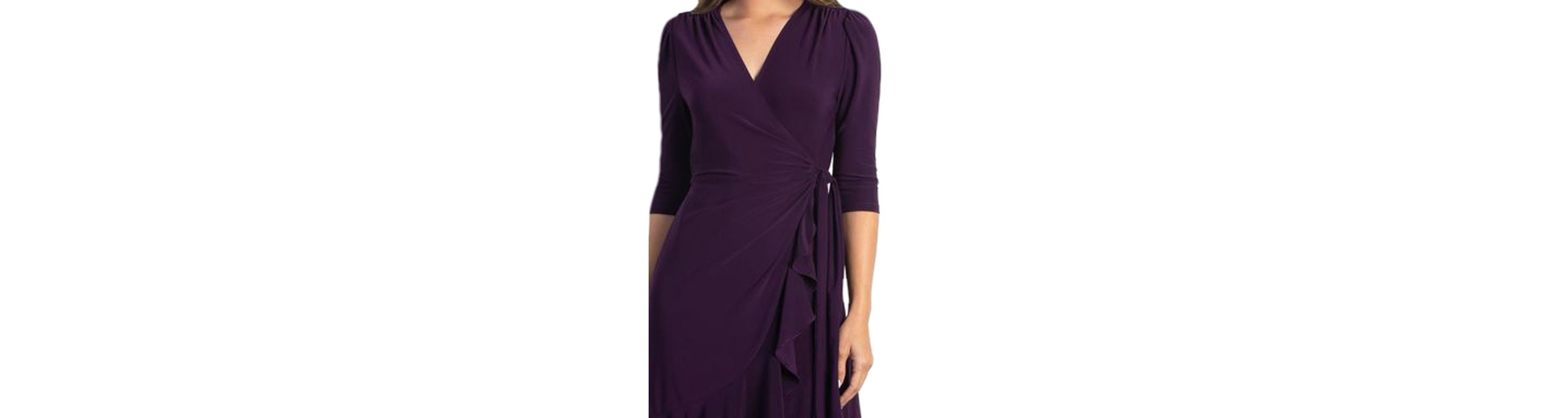 Womens Whimsy Ruffled Midi Wrap Dress