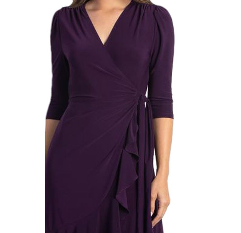Womens Whimsy Ruffled Midi Wrap Dress