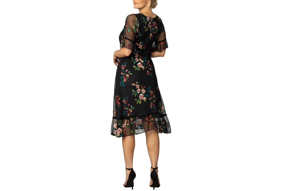 Womens Wildflower Embroidered Floral Mesh Dress