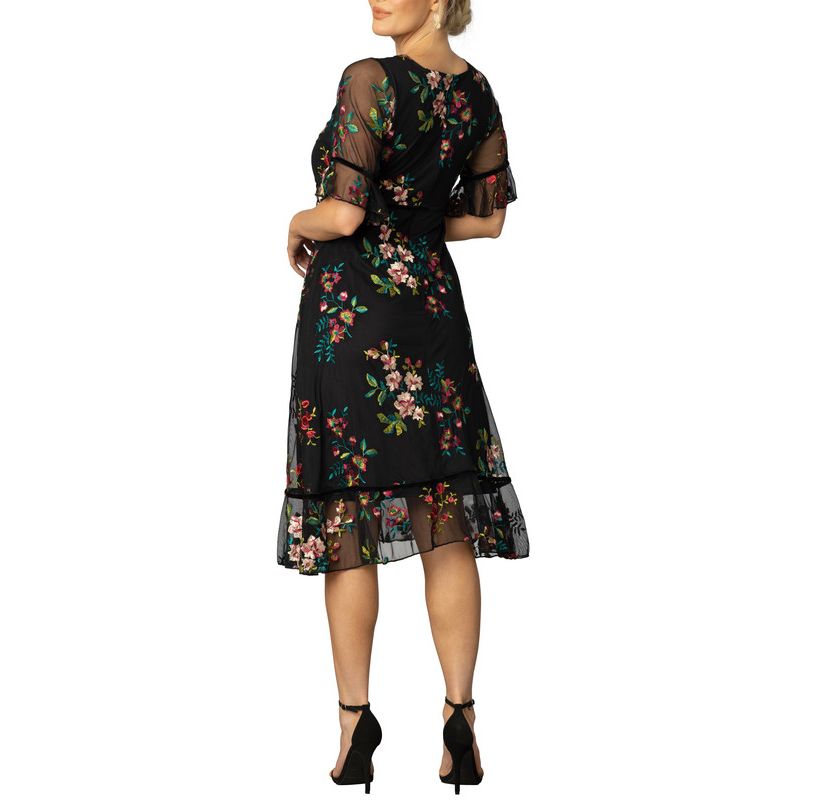 Womens Wildflower Embroidered Floral Mesh Dress