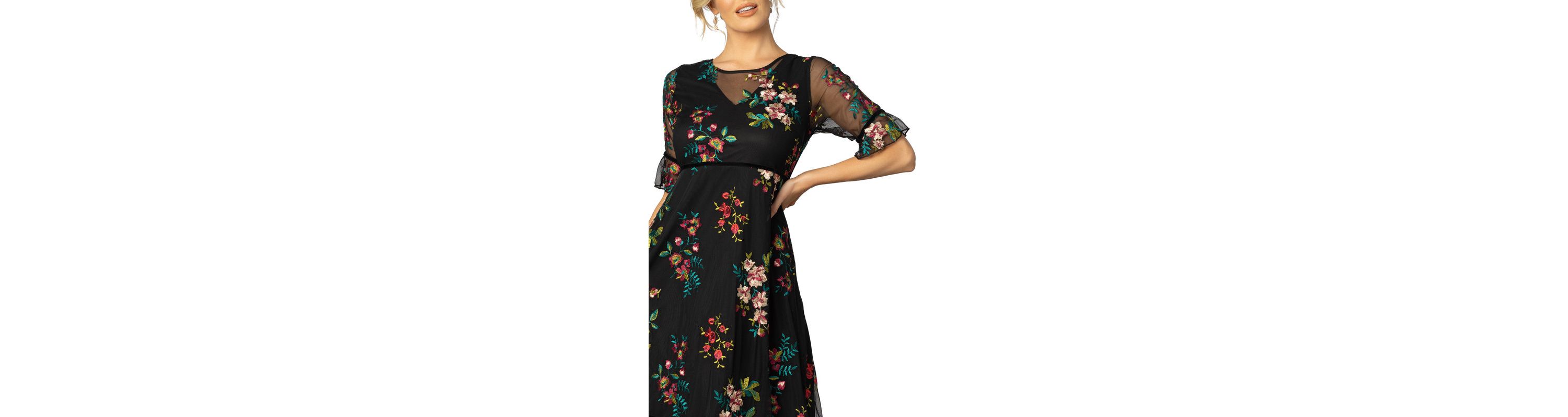 Womens Wildflower Embroidered Floral Mesh Dress