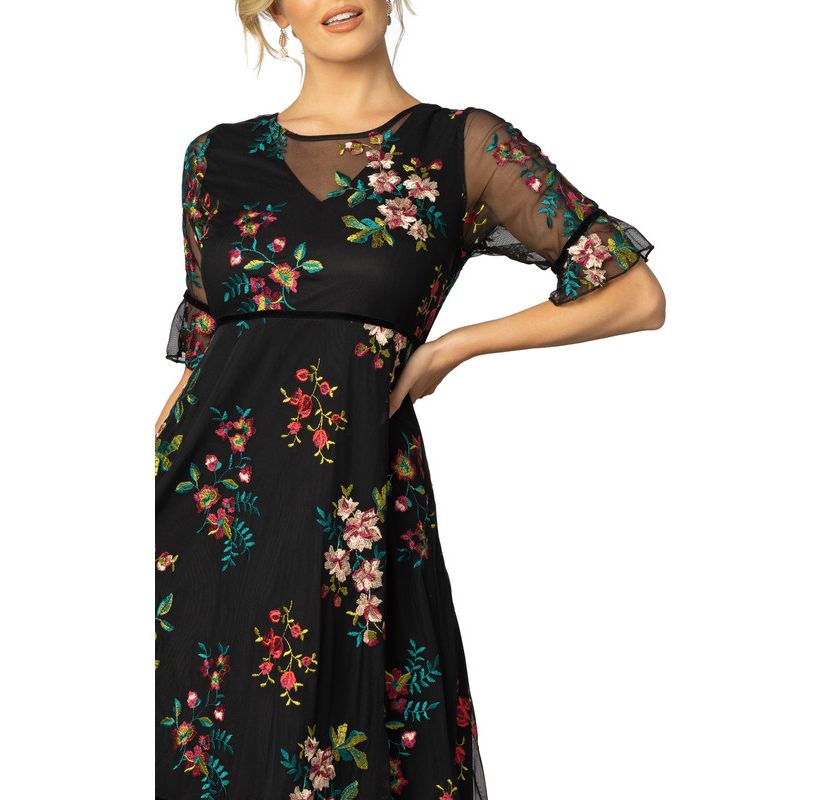 Womens Wildflower Embroidered Floral Mesh Dress