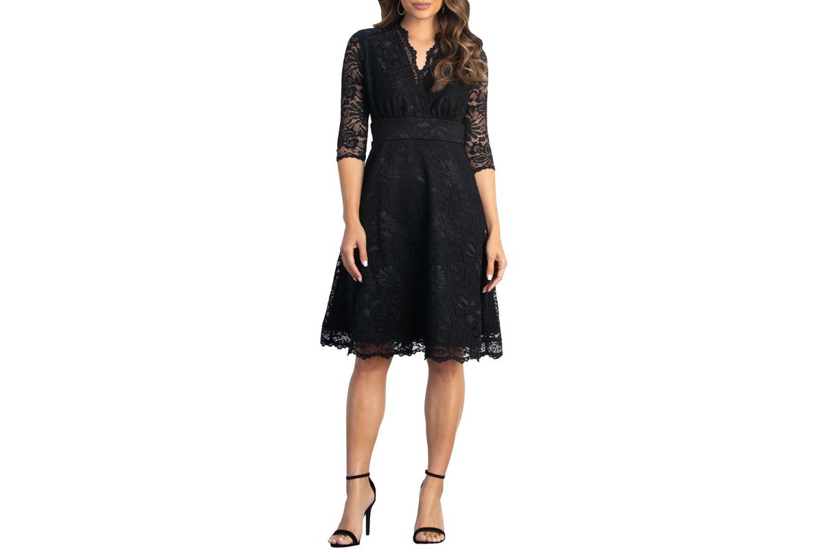 Womens Mademoiselle Lace Cocktail Dress with Sleeves