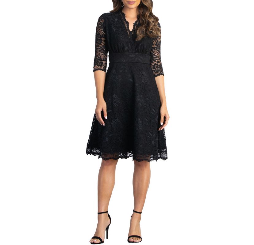 Womens Mademoiselle Lace Cocktail Dress with Sleeves