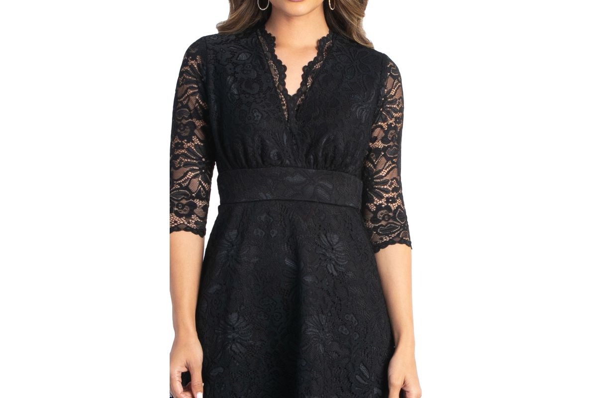 Womens Mademoiselle Lace Cocktail Dress with Sleeves