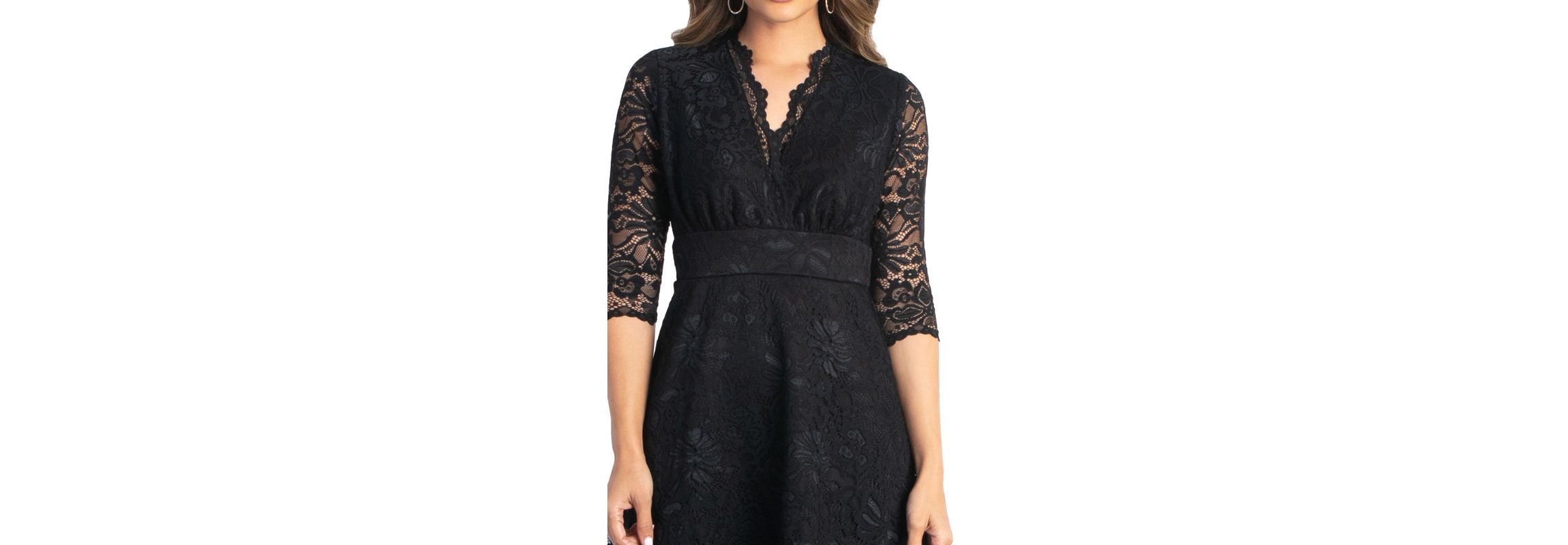 Womens Mademoiselle Lace Cocktail Dress with Sleeves