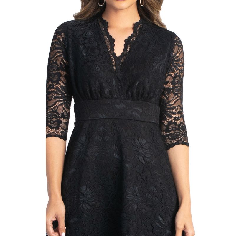 Womens Mademoiselle Lace Cocktail Dress with Sleeves