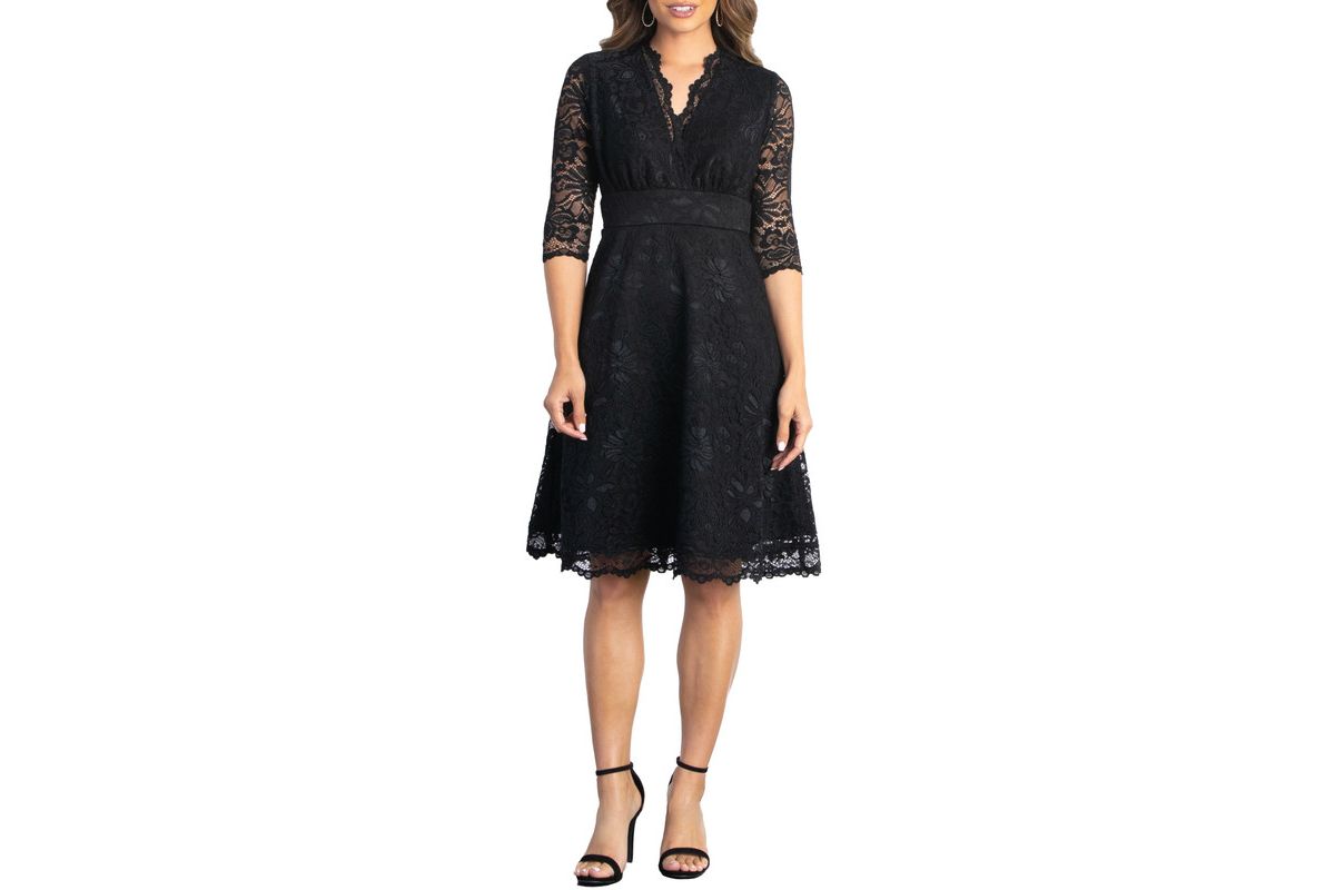 Womens Mademoiselle Lace Cocktail Dress with Sleeves