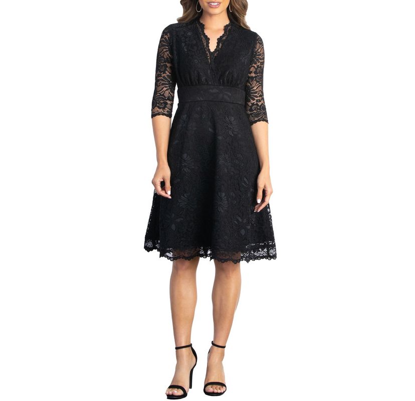 Womens Mademoiselle Lace Cocktail Dress with Sleeves