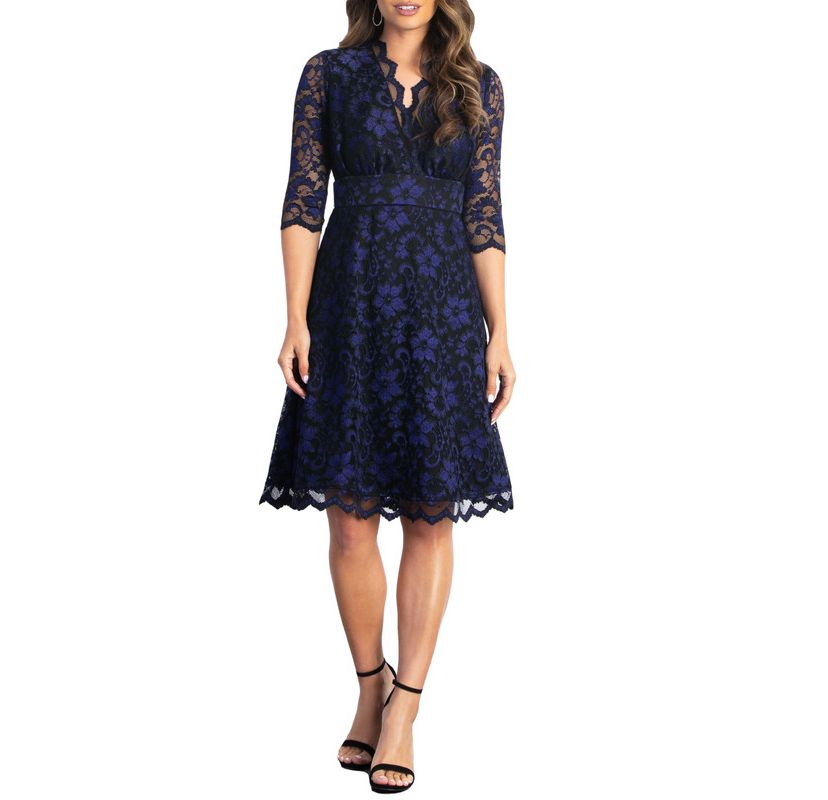 Womens Mon Cherie Floral Lace Cocktail Dress