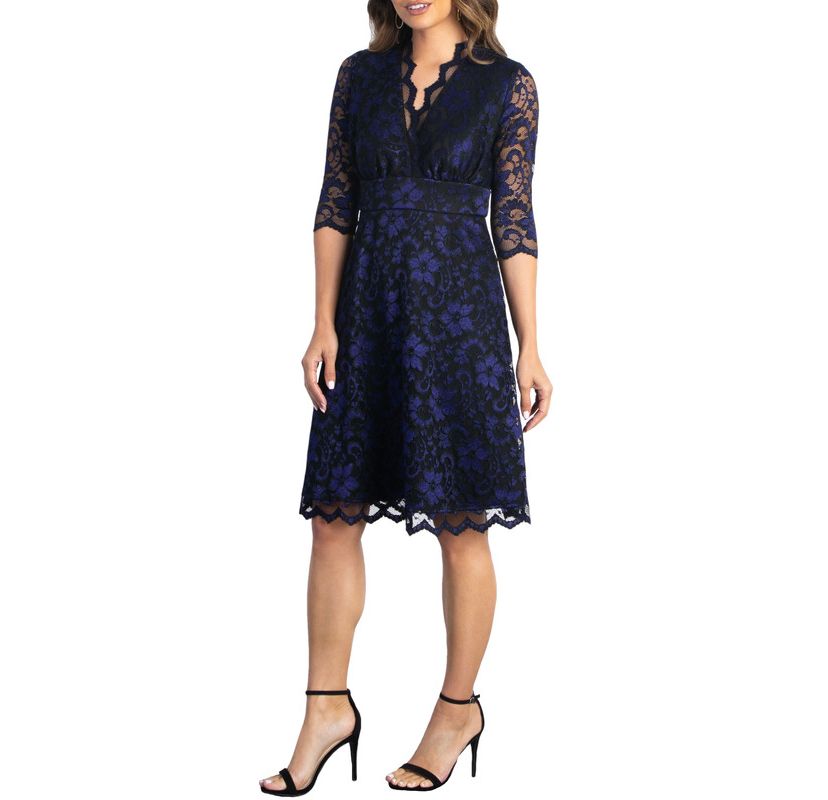 Womens Mon Cherie Floral Lace Cocktail Dress