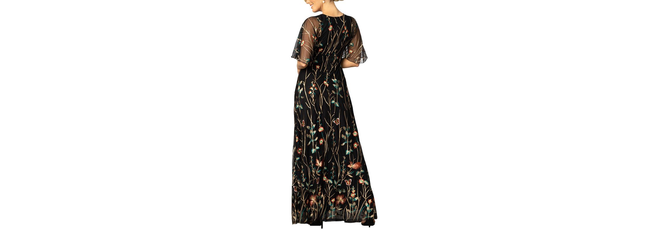 Womens Embroidered Elegance Evening Gown with Sleeves