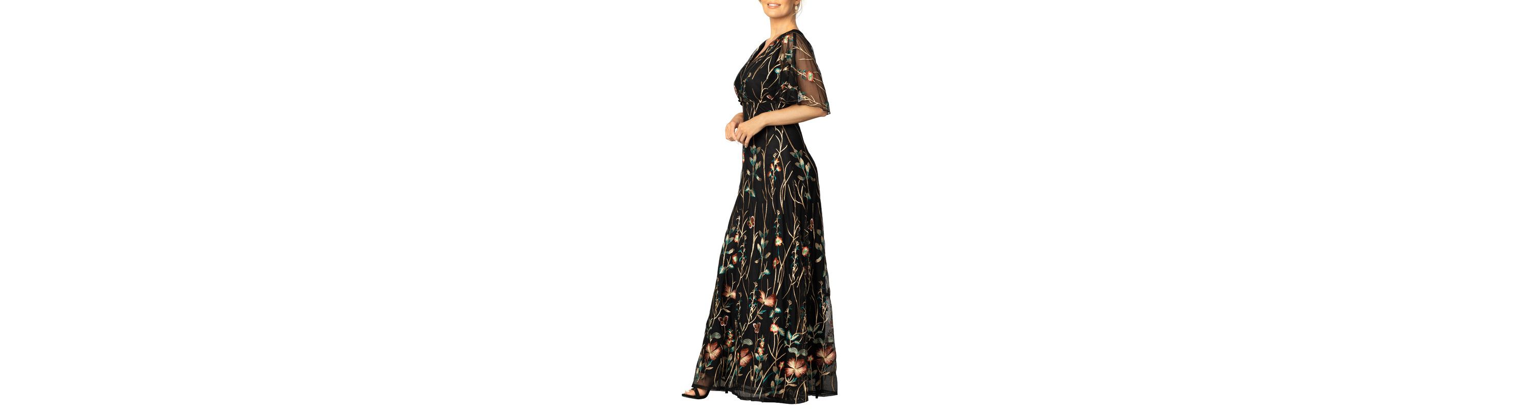 Womens Embroidered Elegance Evening Gown with Sleeves