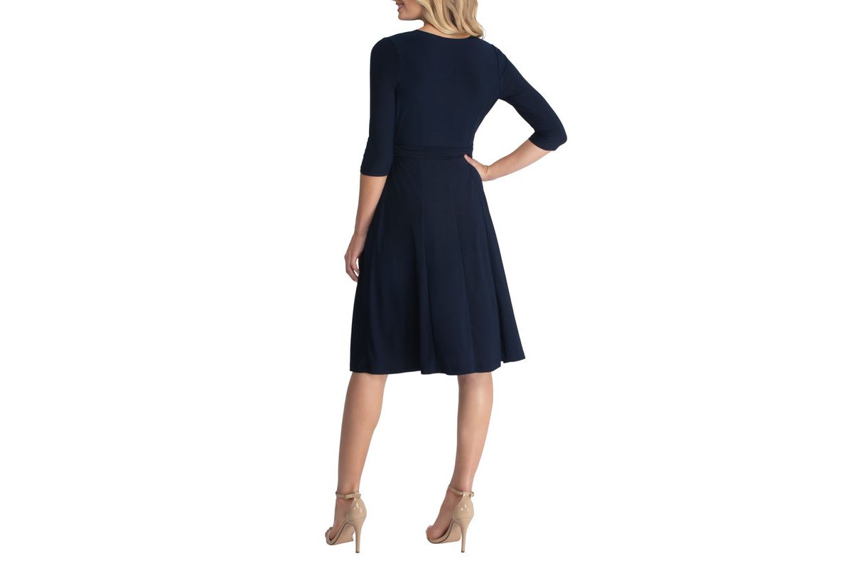 Womens Essential Wrap Dress with 3/4 Sleeves