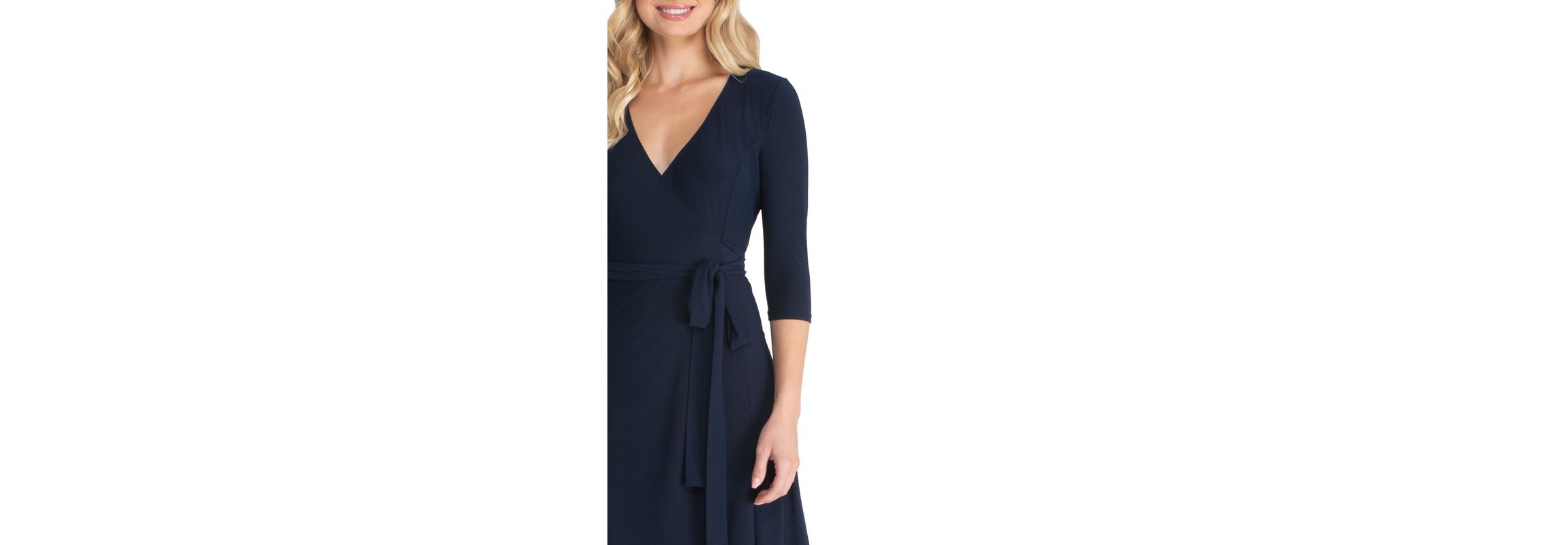 Womens Essential Wrap Dress with 3/4 Sleeves