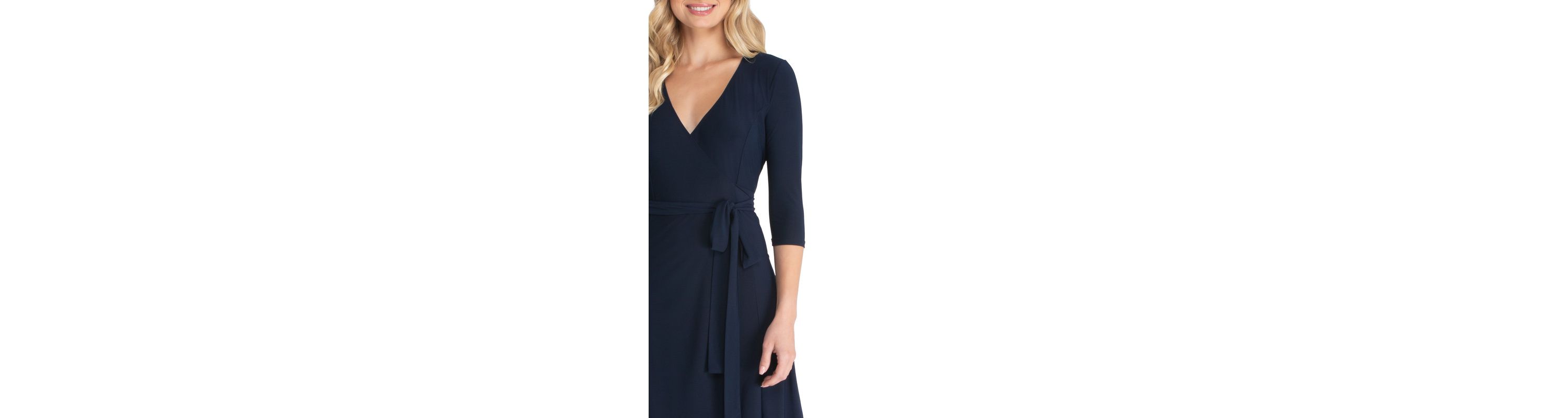 Womens Essential Wrap Dress with 3/4 Sleeves