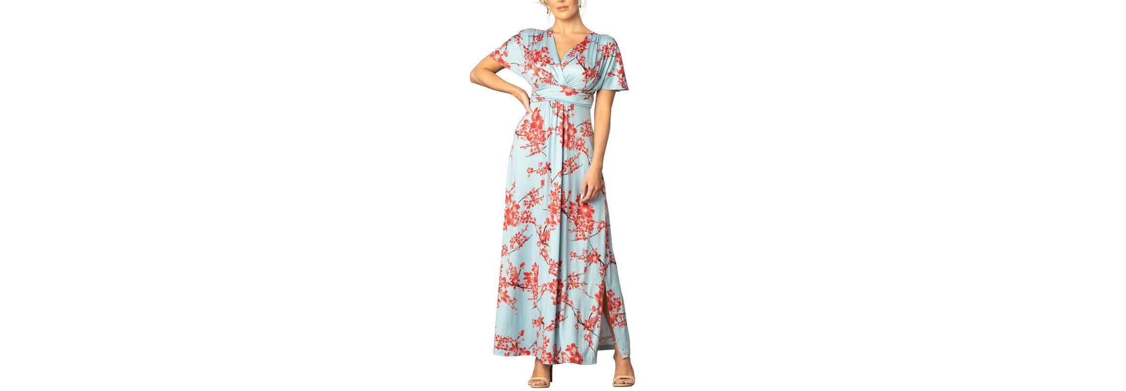 Womens Vienna Kimono Sleeve Long Maxi Dress