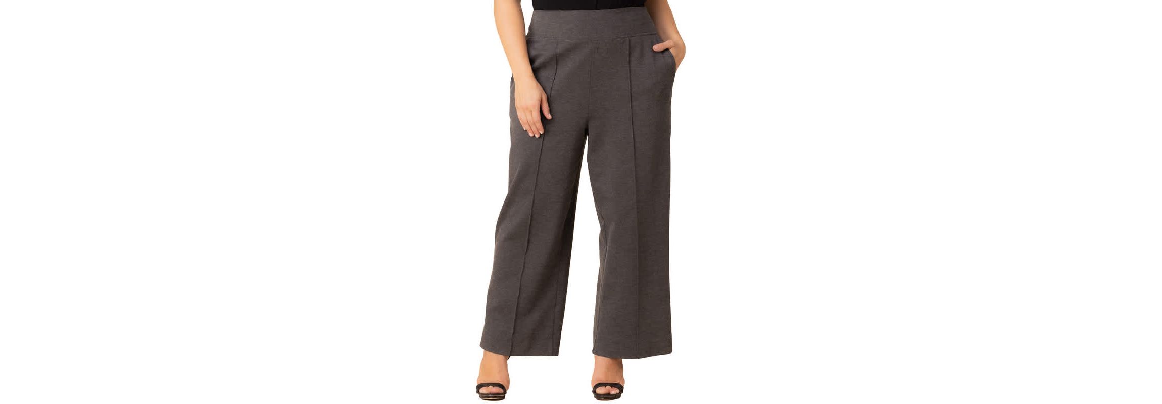 Womens Plus Size Polished Wide Leg Ponte Pants