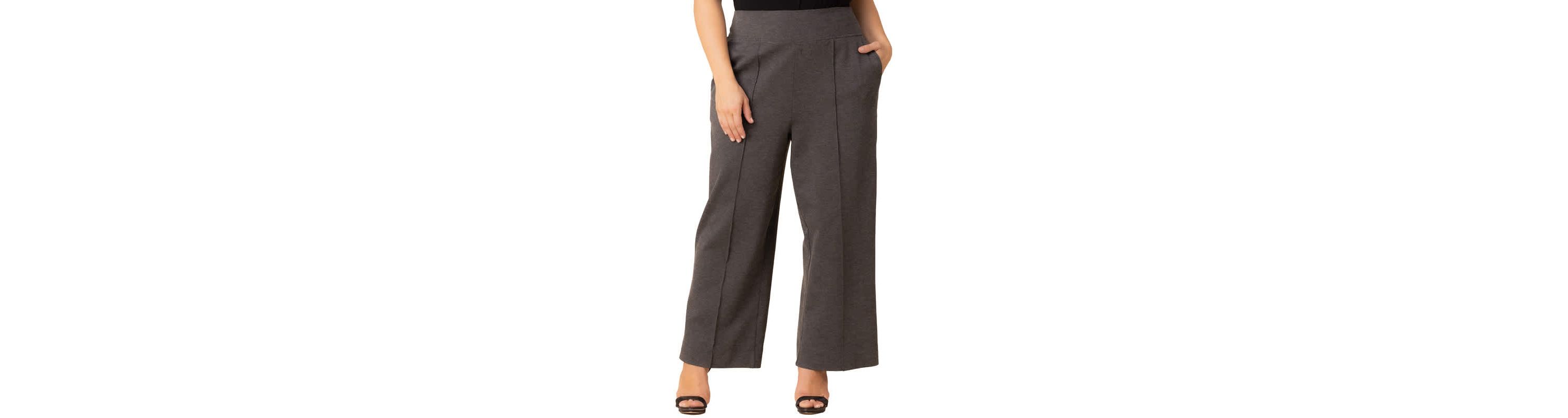 Womens Plus Size Polished Wide Leg Ponte Pants