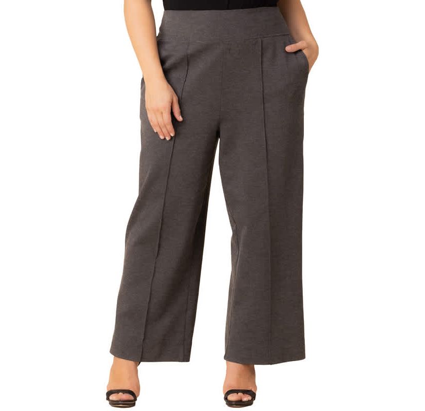 Womens Plus Size Polished Wide Leg Ponte Pants