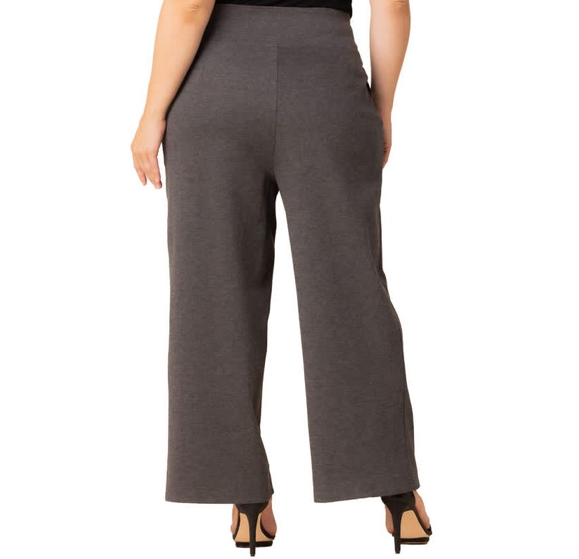 Womens Plus Size Polished Wide Leg Ponte Pants