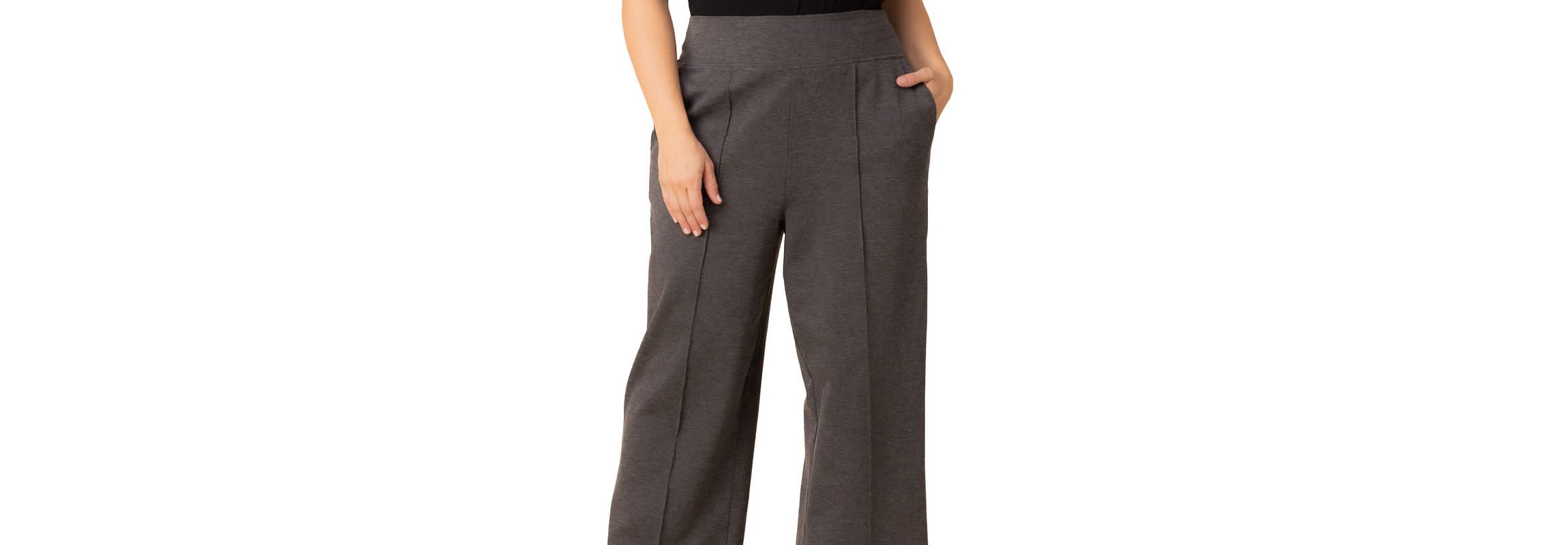 Womens Plus Size Polished Wide Leg Ponte Pants