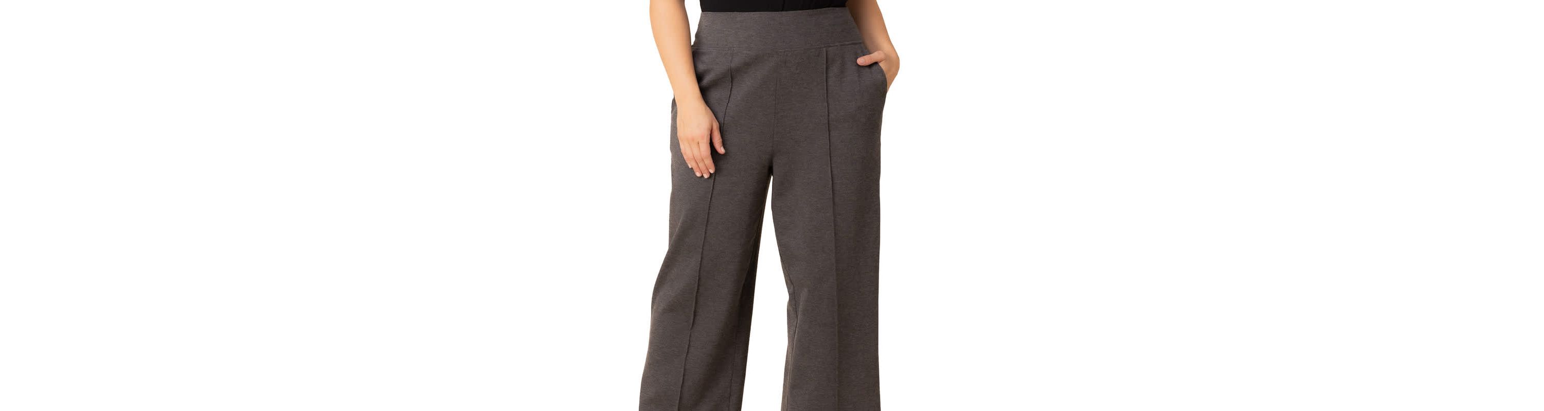 Womens Plus Size Polished Wide Leg Ponte Pants