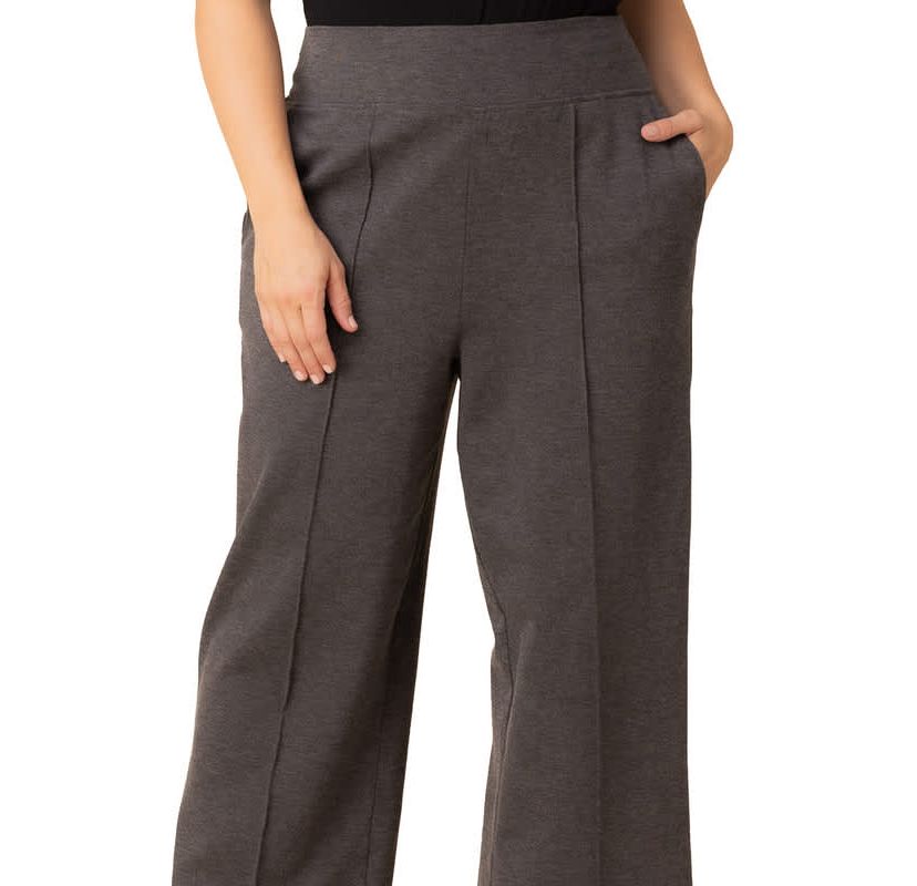 Womens Plus Size Polished Wide Leg Ponte Pants