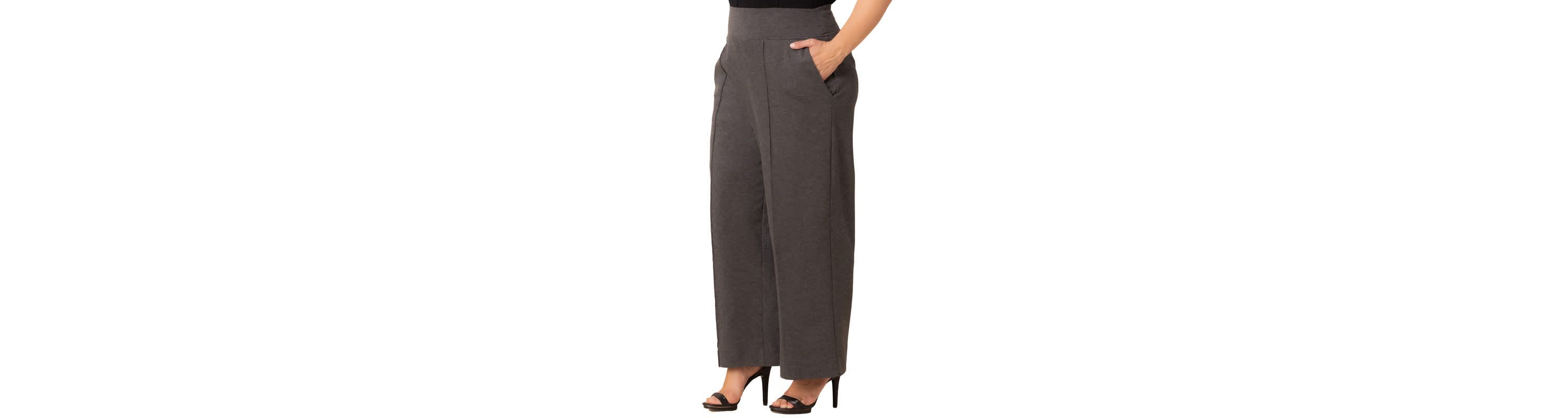 Womens Plus Size Polished Wide Leg Ponte Pants