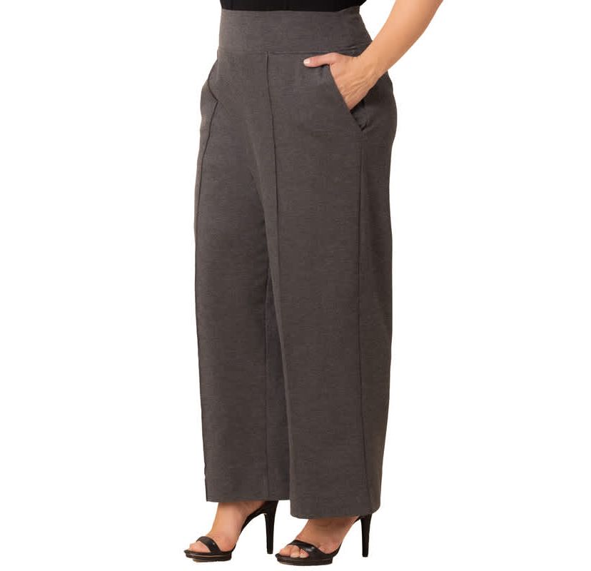 Womens Plus Size Polished Wide Leg Ponte Pants
