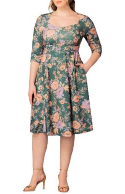 KIYONNA Women's Plus Size Royal Sweetheart Cocktail Dress, Green, 2X