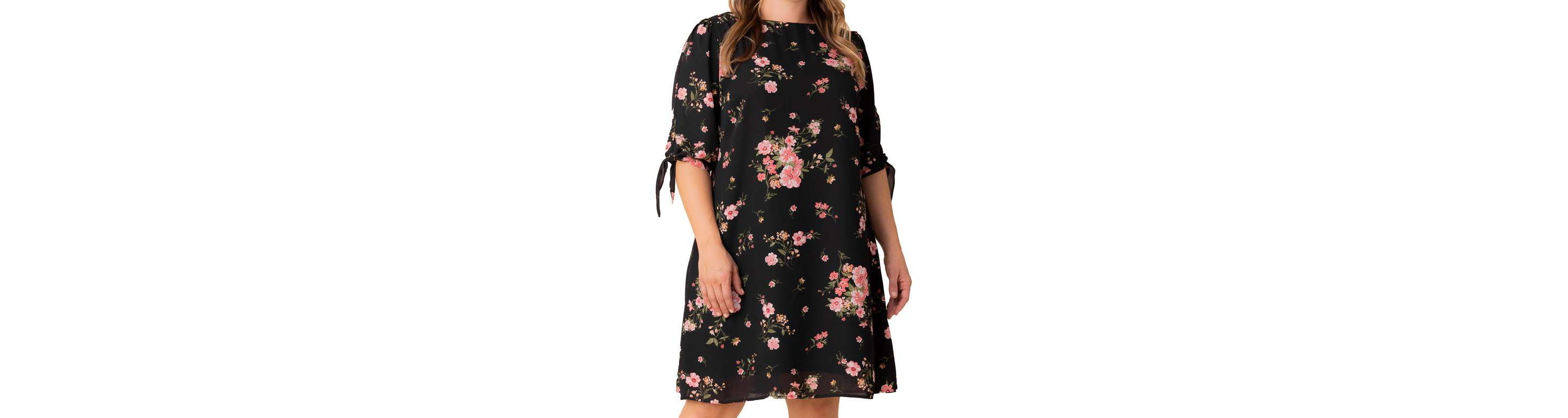 Womens Plus Size Manhattan Shift Dress wih Tie Sleeves