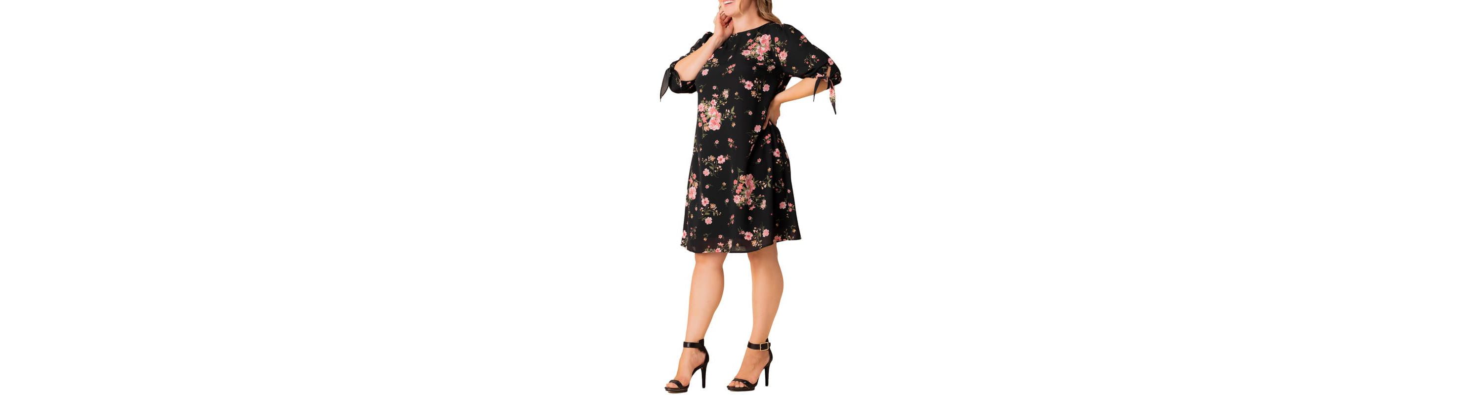Womens Plus Size Manhattan Shift Dress wih Tie Sleeves