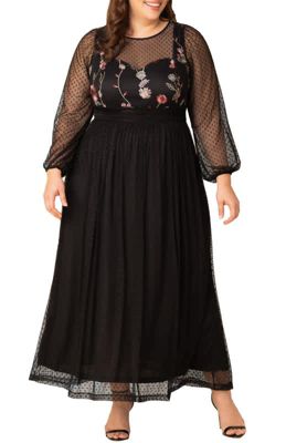 KIYONNA Women's Plus Size Mystique Mixed Media Evening Gown
