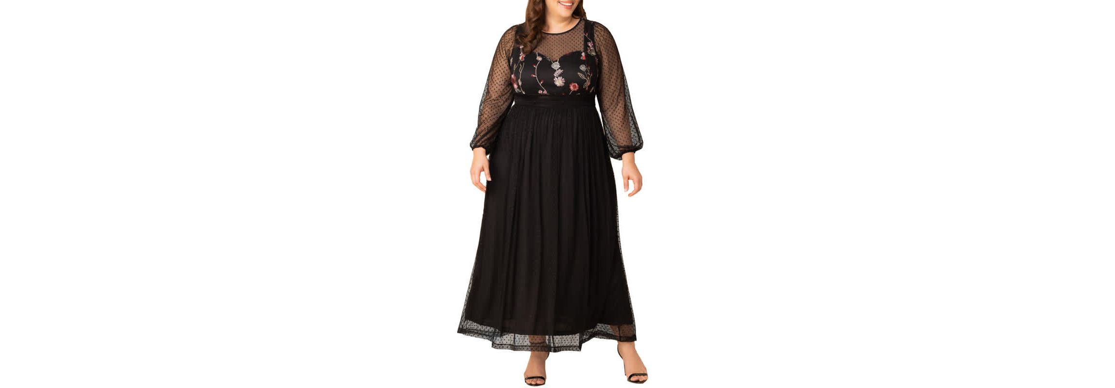Womens Plus Size Mystique Mixed Media Evening Gown
