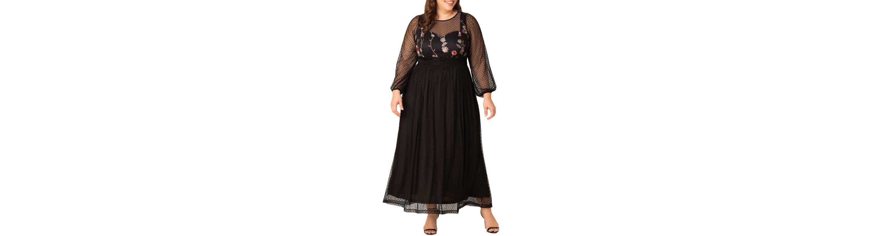 Womens Plus Size Mystique Mixed Media Evening Gown