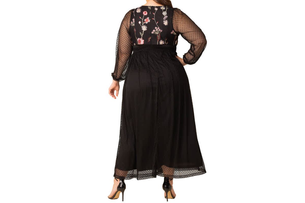 Womens Plus Size Mystique Mixed Media Evening Gown