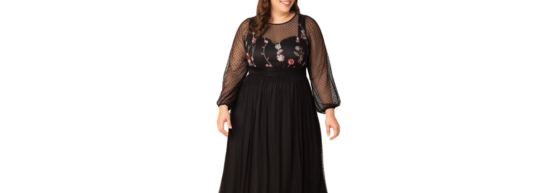 Womens Plus Size Mystique Mixed Media Evening Gown