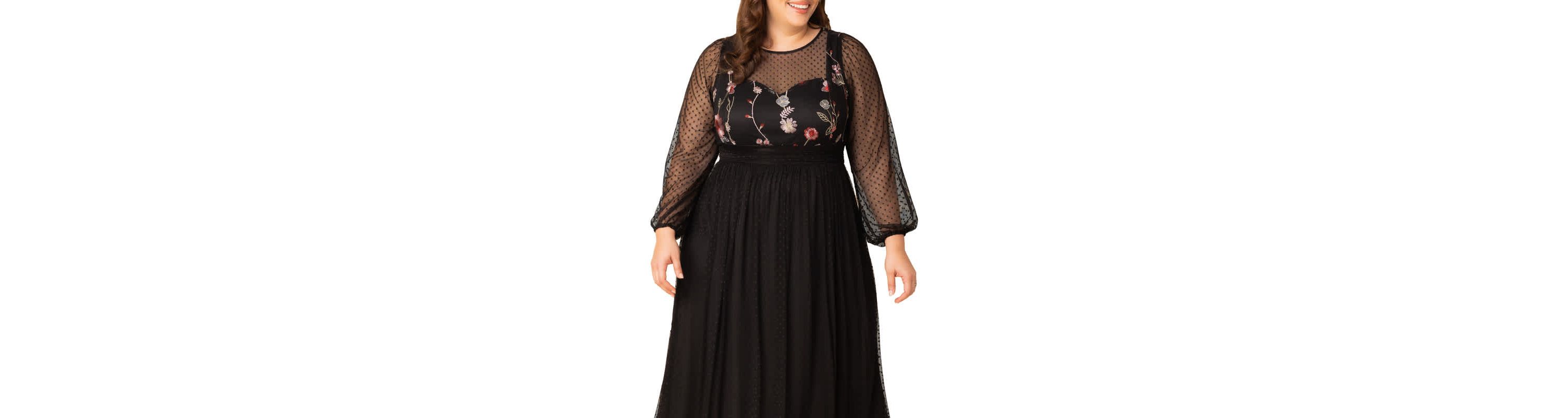 Womens Plus Size Mystique Mixed Media Evening Gown