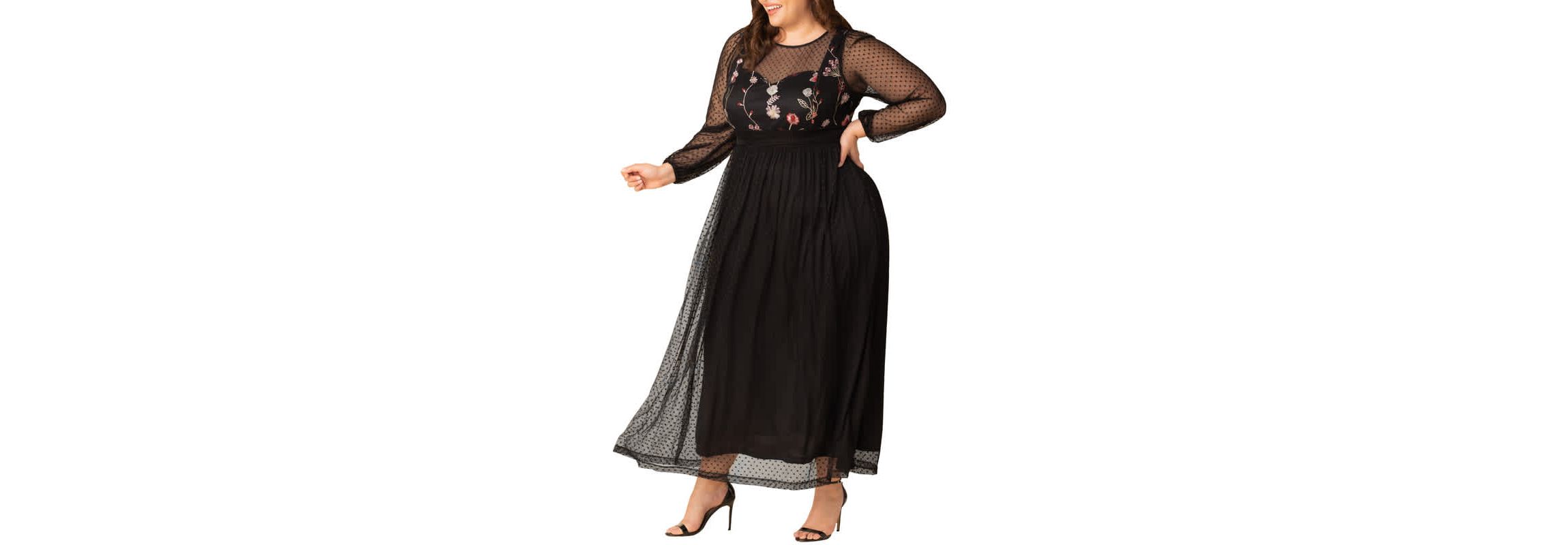 Womens Plus Size Mystique Mixed Media Evening Gown