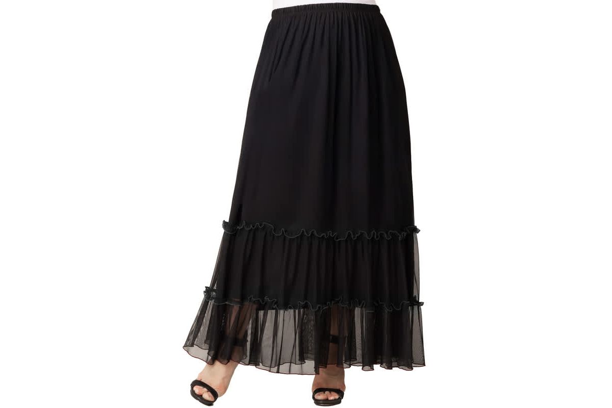 Womens Plus Size Isla Tiered Mesh Maxi Skirt