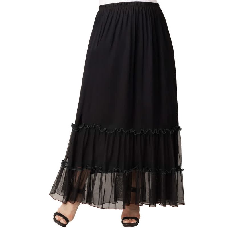 Womens Plus Size Isla Tiered Mesh Maxi Skirt