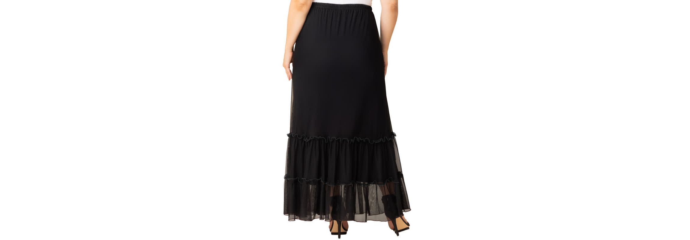 Womens Plus Size Isla Tiered Mesh Maxi Skirt