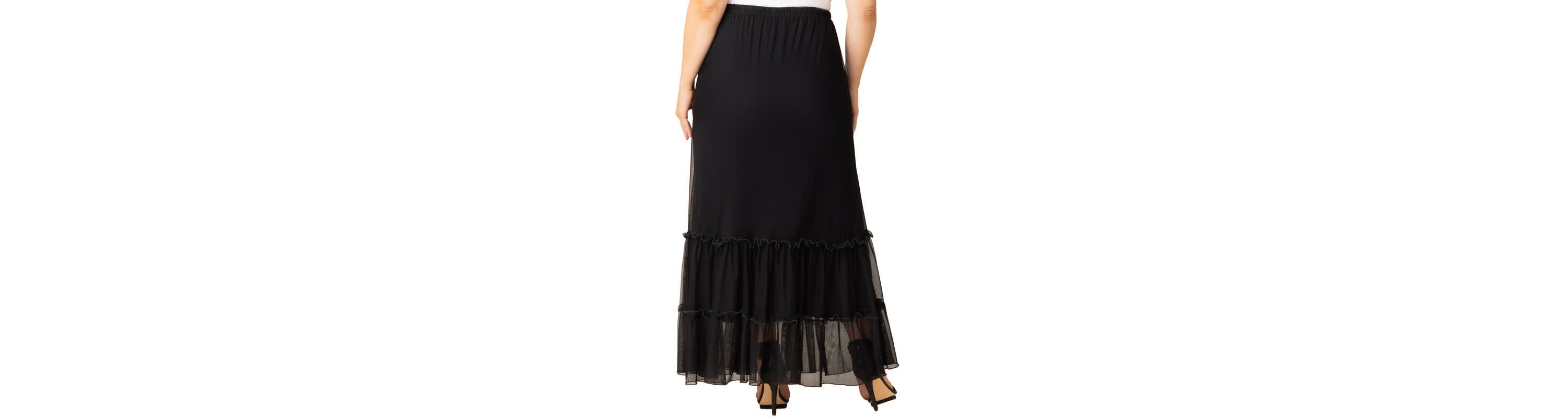 Womens Plus Size Isla Tiered Mesh Maxi Skirt