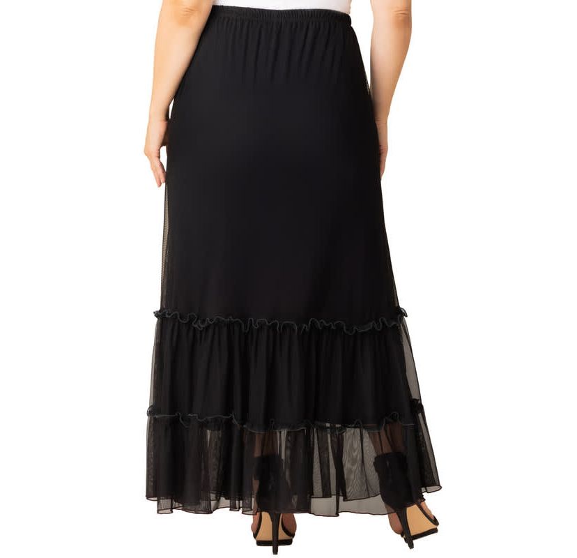 Womens Plus Size Isla Tiered Mesh Maxi Skirt