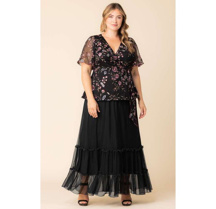 Womens Plus Size Isla Tiered Mesh Maxi Skirt