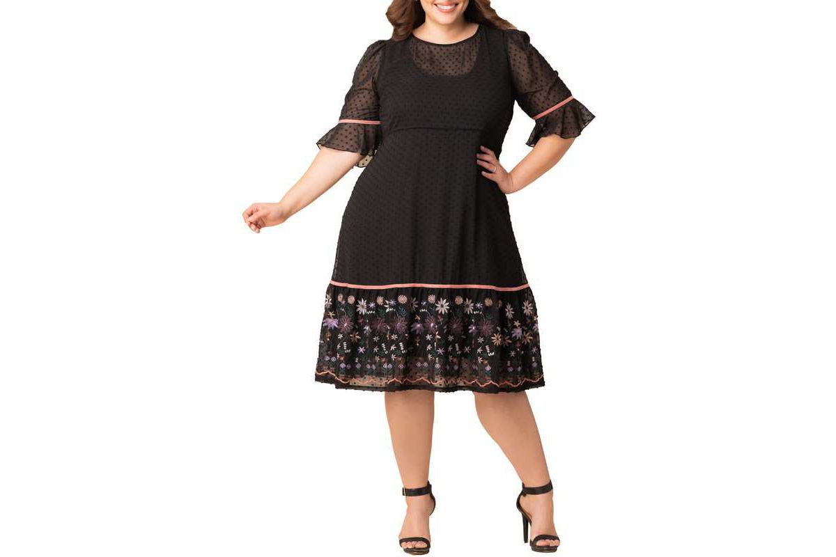 Womens Plus Size Mesmerizing Embroidered Cocktail Dress