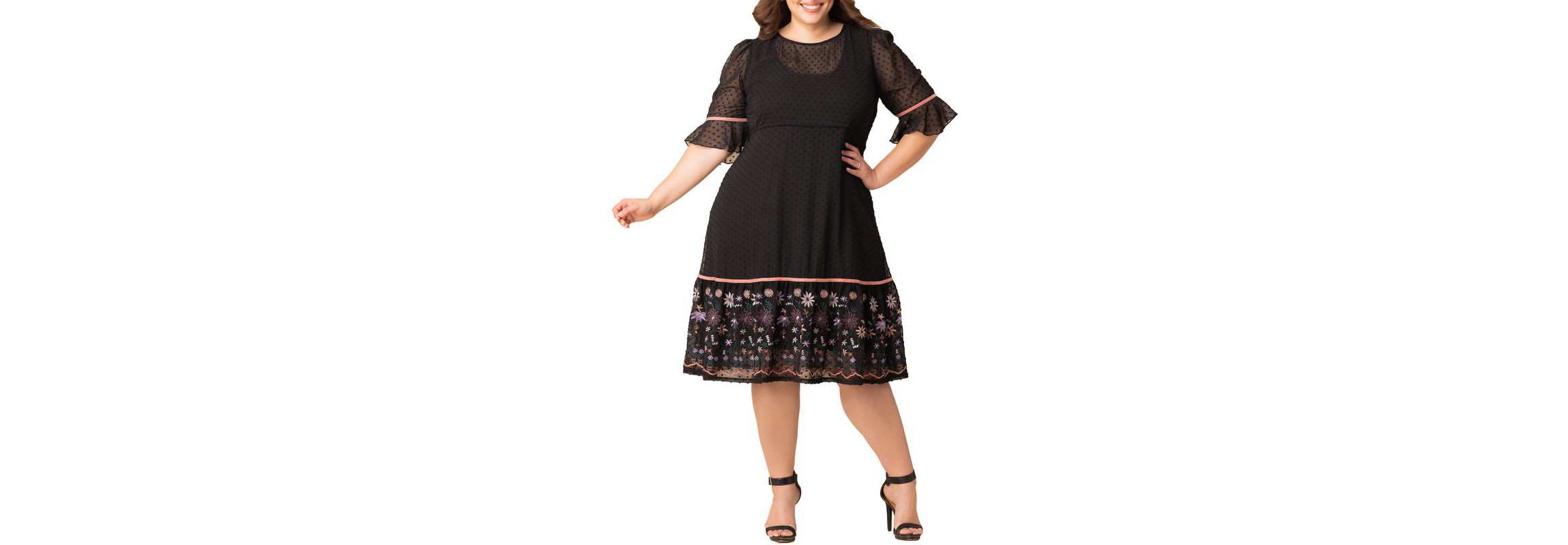 Womens Plus Size Mesmerizing Embroidered Cocktail Dress