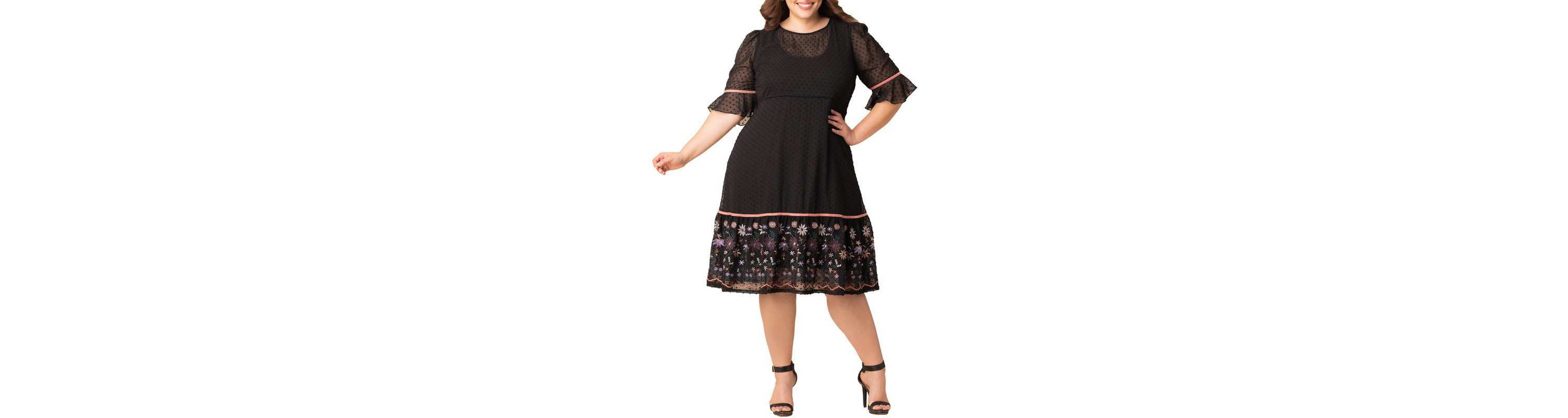Womens Plus Size Mesmerizing Embroidered Cocktail Dress