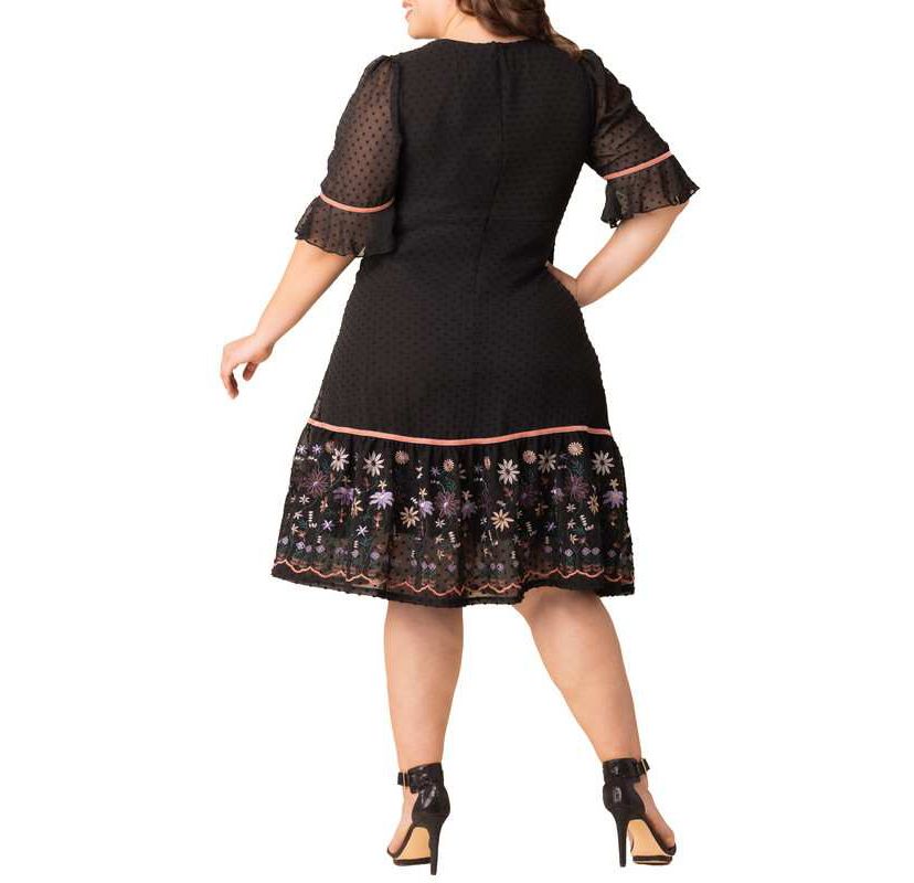 Womens Plus Size Mesmerizing Embroidered Cocktail Dress